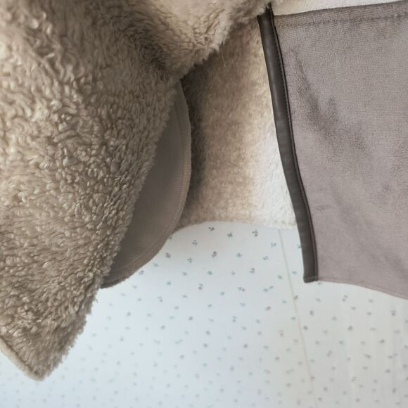 Coldwater Creek Faux Suede Fleece Lined Coat Pockets Size 3X/24 Ivory/Brown - Picture 10 of 16